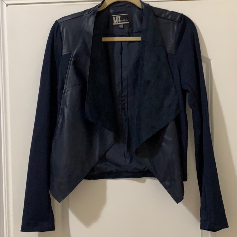 Navy Faux Leather Jacket
